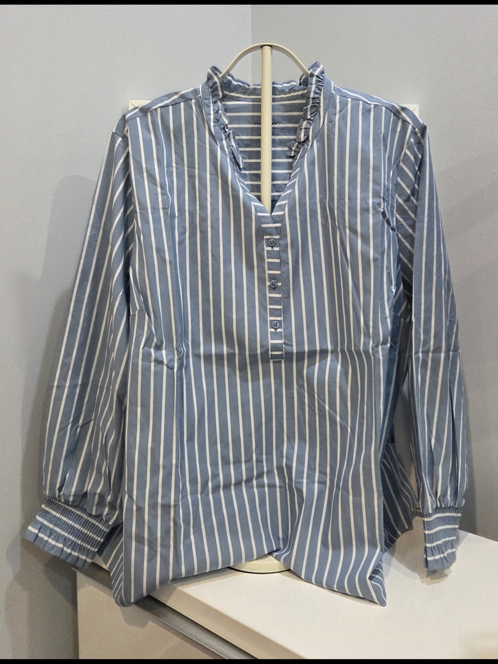 NWOT  Studio Park  Striped Blue and White Long-Sleeve Men’s Shirt